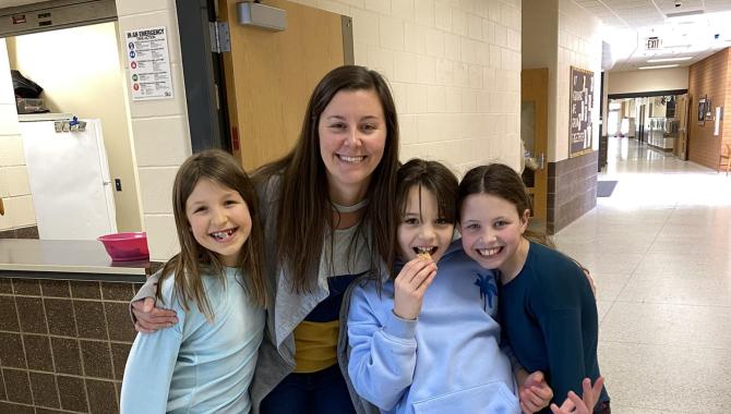 staff and children posing