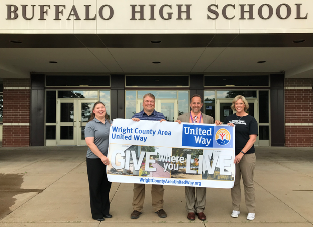 United Way presenting a check to Buffalo High School