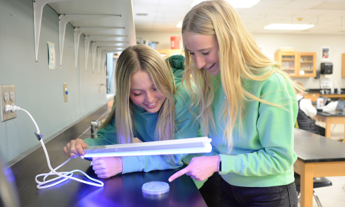 Students doing experiment