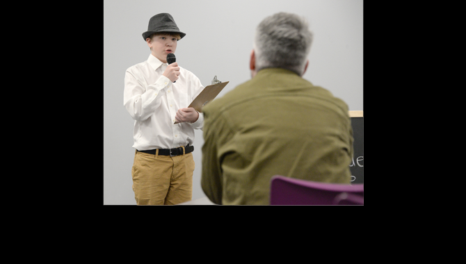 Student acts out a historical character