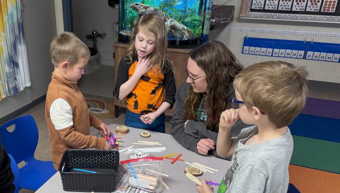 Volunteer and students