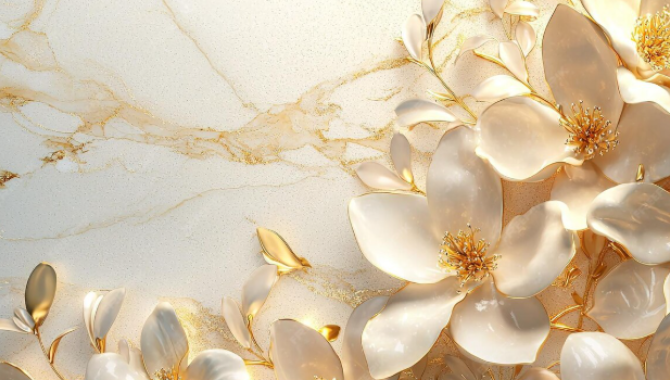 Gold white flowers