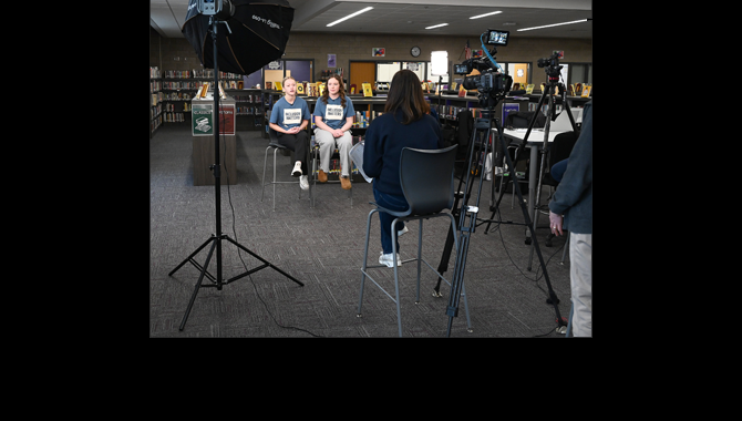 Students being interviewed