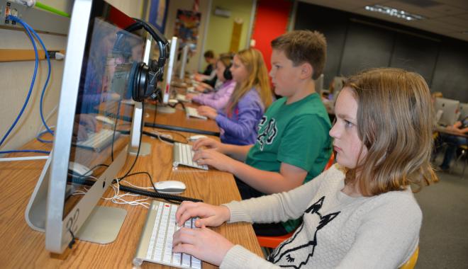 students on computers