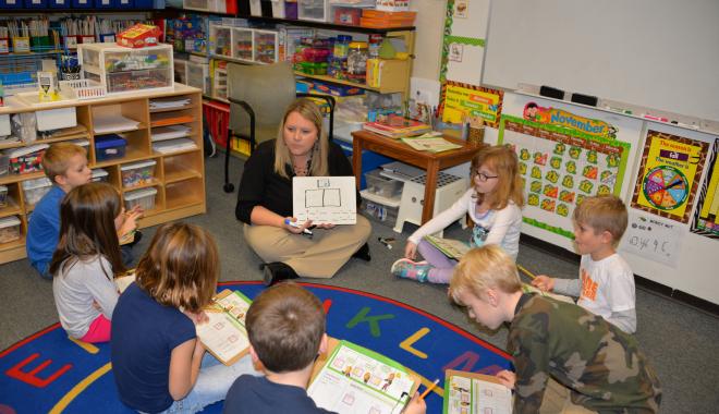 teacher with students