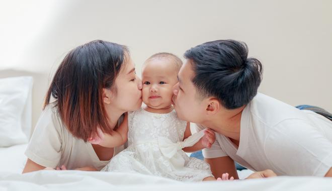 baby and parents