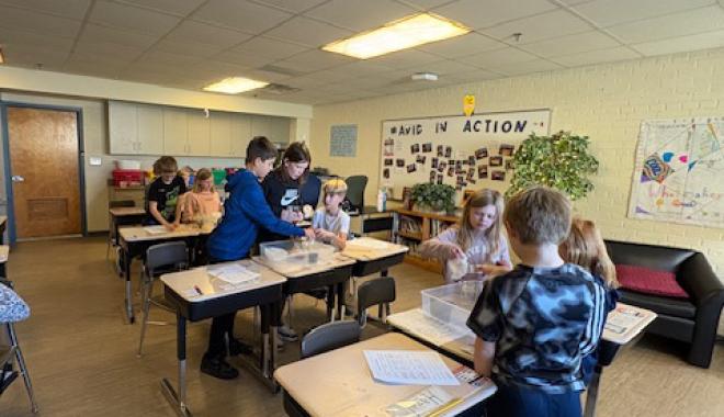 Quest students doing experiment