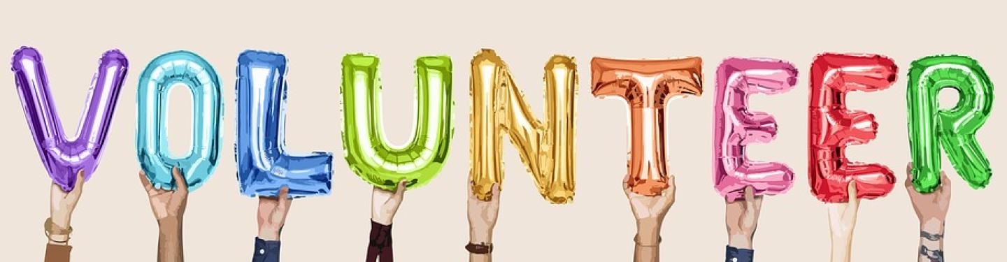 Balloon Letters spelling Volunteer