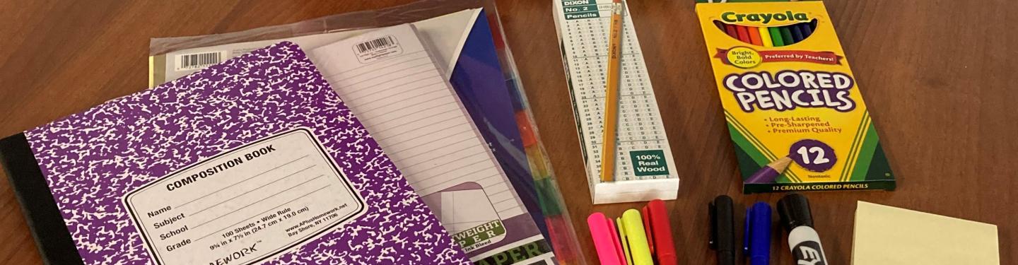 various school supplies