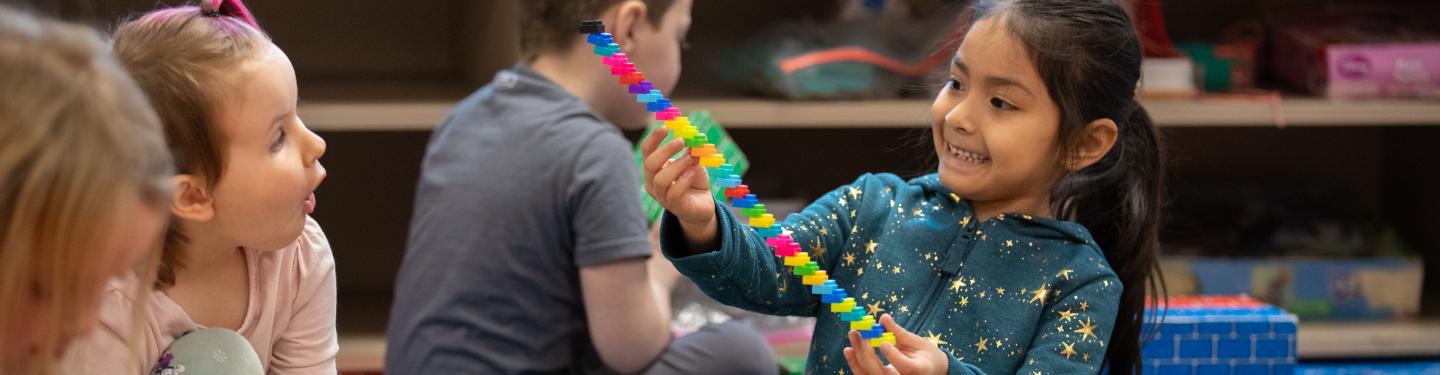 Students playing with blocks