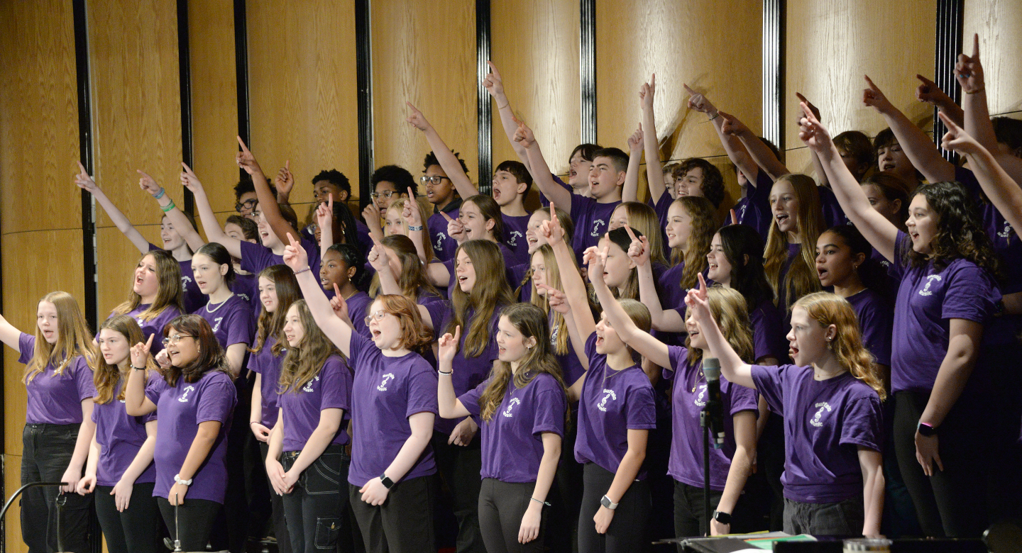 Choir students singing