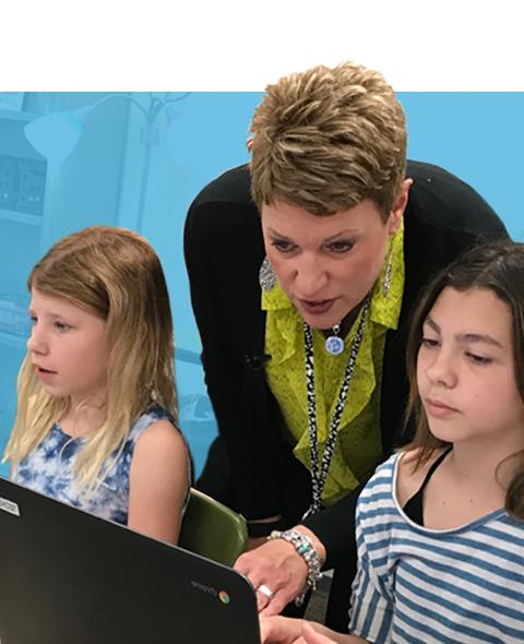Teacher and middle school students