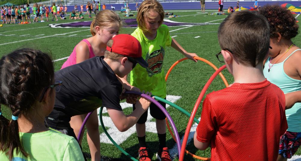 Kids doing team work