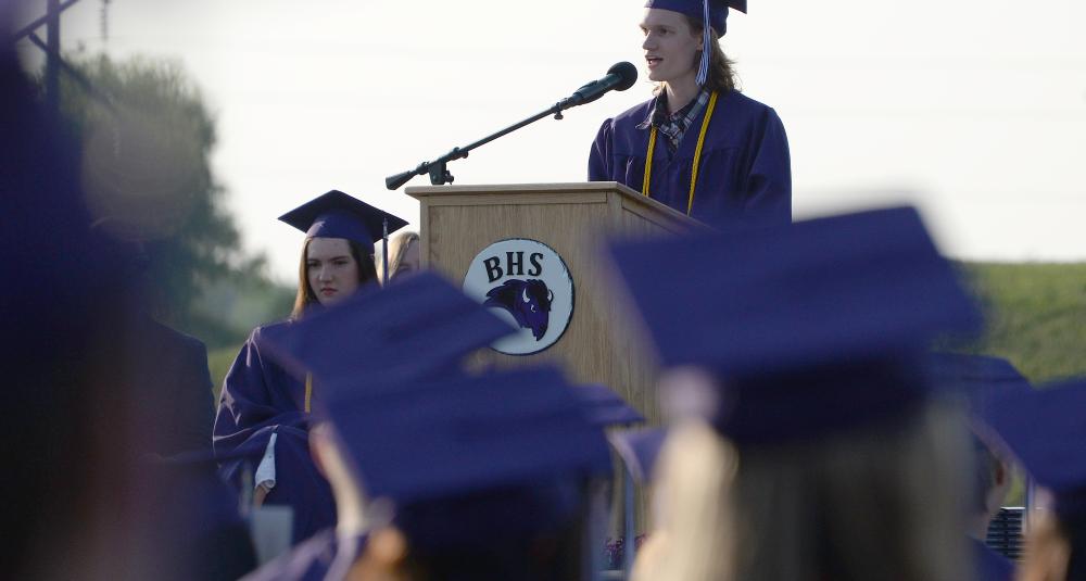 Student gives a speech