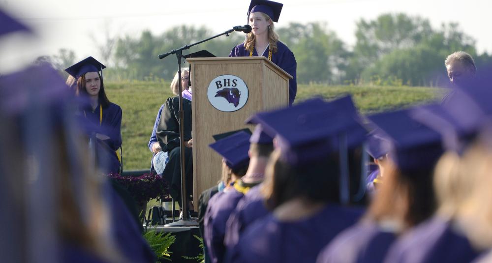 Student gives a speech