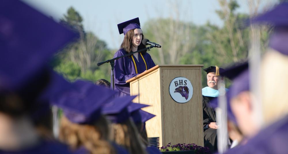 Student gives a speech