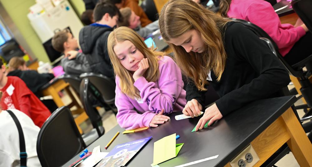 Students studying science